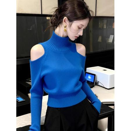 FA50766# 高领毛衣女秋冬慵懒高级感上衣独特超好看洋气针织打底衫