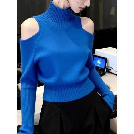 FA50766# 高领毛衣女秋冬慵懒高级感上衣独特超好看洋气针织打底衫