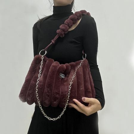 TJ2159# 毛绒单肩腋下包...