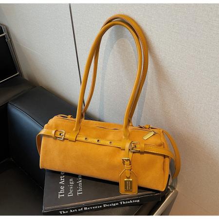 TJ2161# 复古腋下包包女2025秋冬新款小众保龄球包手提包大容量通勤单肩包