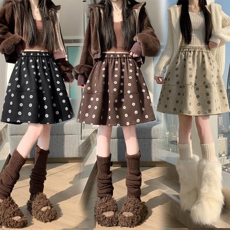 FA50783# 秋冬新款时尚百搭高腰A字毛呢裙时尚减年 服裝批發女裝批發服飾貨源