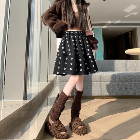 FA50783# 秋冬新款时尚百搭高腰A字毛呢裙时尚减年 服裝批發女裝批發服飾貨源