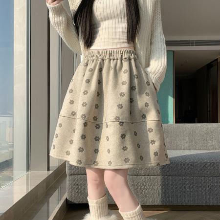 FA50783# 秋冬新款时尚百搭高腰A字毛呢裙时尚减年 服裝批發女裝批發服飾貨源