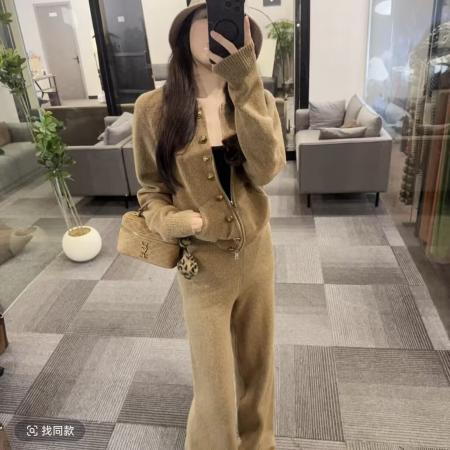 FA50814# 今年流行的女装套装新款休闲慵懒风加厚针织开衫休闲裤两件套 服裝批發女裝批發服飾貨源