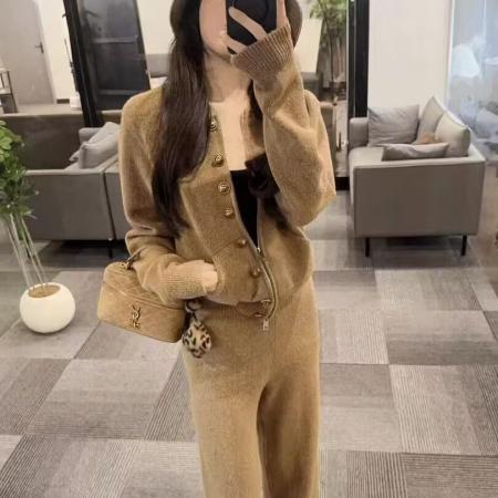 FA50814# 今年流行的女装套装新款休闲慵懒风加厚针织开衫休闲裤两件套 服裝批發女裝批發服飾貨源