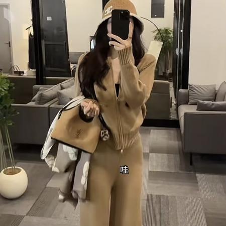 FA50814# 今年流行的女装套装新款休闲慵懒风加厚针织开衫休闲裤两件套 服裝批發女裝批發服飾貨源