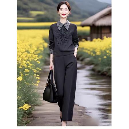 FA50822# 时尚休闲时尚运动翻领卫衣卫裤休闲两件套 服裝批發女裝批發服飾貨源