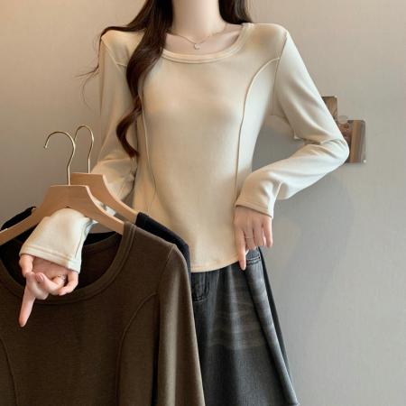 FA50825# 德绒长袖原版t恤女潮新款春秋季女上衣大码女装 服裝批發女裝批發服飾貨源