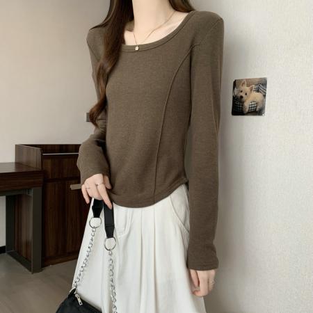 FA50825# 德绒长袖原版t恤女潮新款春秋季女上衣大码女装 服裝批發女裝批發服飾貨源