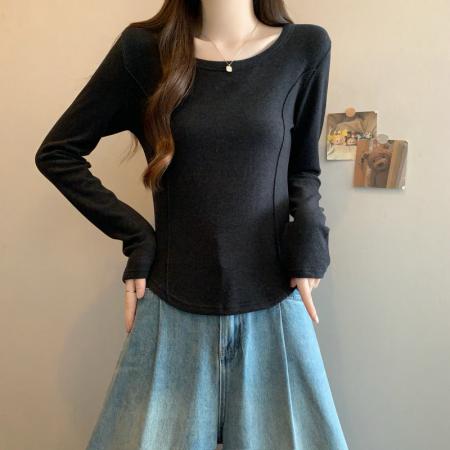 FA50825# 德绒长袖原版t恤女潮新款春秋季女上衣大码女装 服裝批發女裝批發服飾貨源