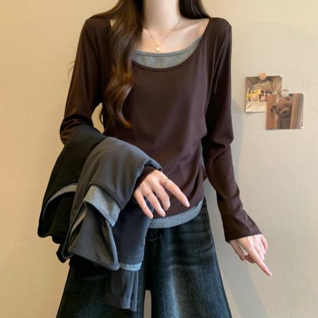 FA50826# 德绒长袖原版t恤女潮新款春秋季女上衣大码女装 服裝批發女裝批發服飾貨源