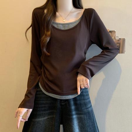 FA50826# 德绒长袖原版t恤女潮新款春秋季女上衣大码女装 服裝批發女裝批發服飾貨源