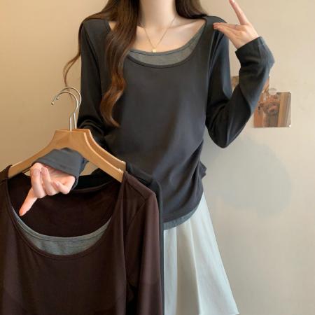 FA50826# 德绒长袖原版t恤女潮新款春秋季女上衣大码女装 服裝批發女裝批發服飾貨源