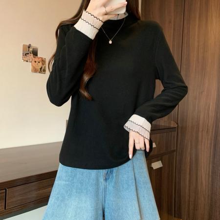 FA50827# 德绒长袖原版t恤女潮新款春秋季女上衣大码女装 服裝批發女裝批發服飾貨源