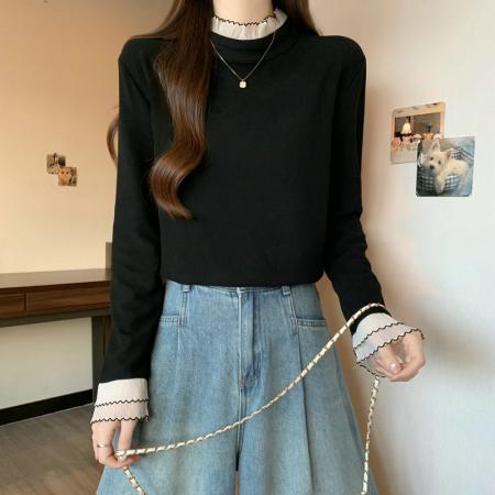 FA50827# 德绒长袖原版t恤女潮新款春秋季女上衣大码女装 服裝批發女裝批發服飾貨源