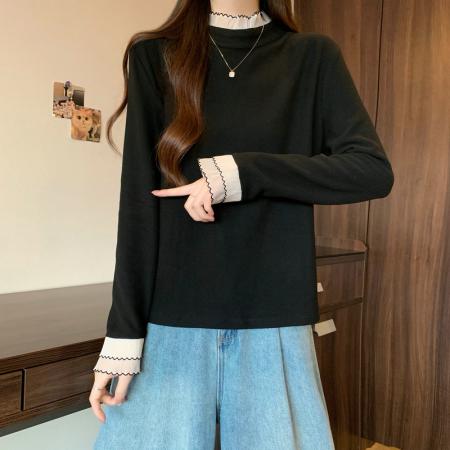 FA50827# 德绒长袖原版t恤女潮新款春秋季女上衣大码女装 服裝批發女裝批發服飾貨源