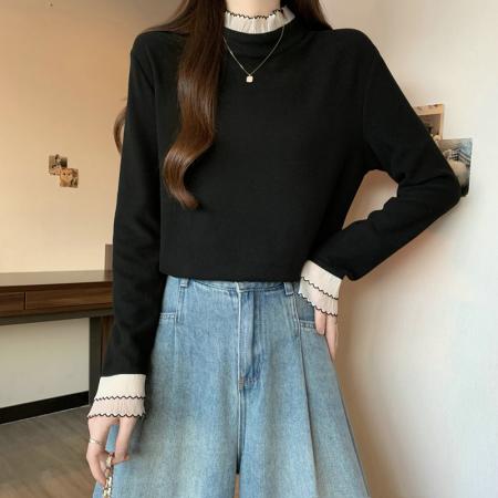 FA50827# 德绒长袖原版t恤女潮新款春秋季女上衣大码女装 服裝批發女裝批發服飾貨源