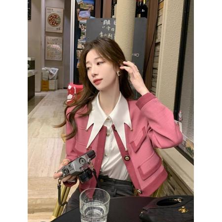 FA50846# 法式小香风外套女春秋新款小个子宽松设计感外搭短款开衫上衣 服裝批發女裝批發服飾貨源