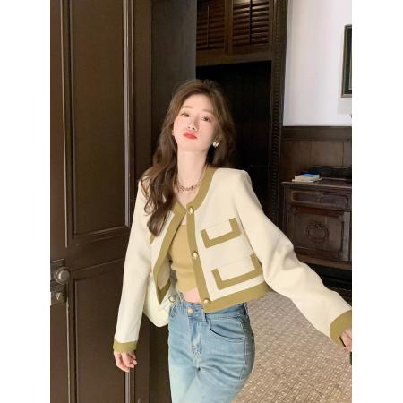 FA50846# 法式小香风外套女春秋新款小个子宽松设计感外搭短款开衫上衣 服裝批發女裝批發服飾貨源