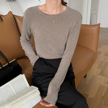 FA50852# 新款打底衫女长袖韩版多色显瘦百搭体恤内搭圆领上衣女 服裝批發女裝批發服飾貨源