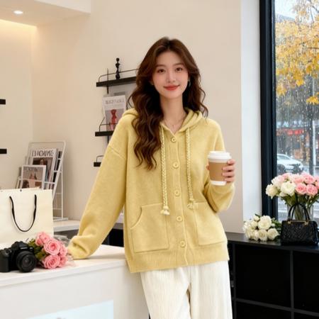 FA50861# 冬装新款胖mm大码女时尚甜美连帽宽松显瘦针织毛衣上衣 服裝批發女裝批發服飾貨源