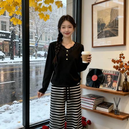 FA50863# 冬装新款胖mm大码女百搭蕾丝花边加厚保暖长袖内搭上衣 服裝批發女裝批發服飾貨源