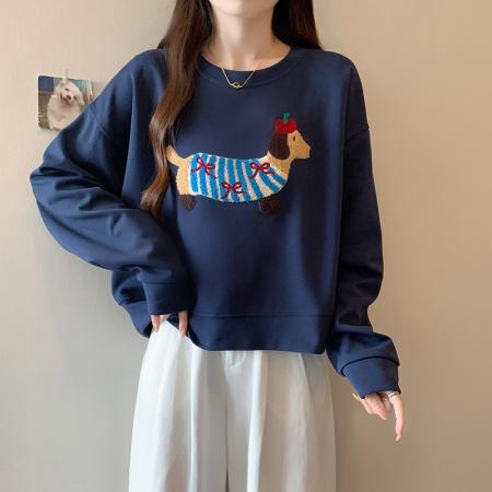 FA50864# 秋冬新款胖mm大码女加绒加厚刺绣卡通内搭打底T恤 服裝批發女裝批發服飾貨源