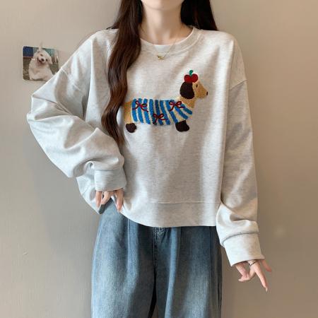 FA50864# 秋冬新款胖mm大码女加绒加厚刺绣卡通内搭打底T恤 服裝批發女裝批發服飾貨源