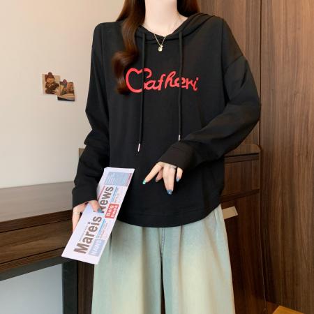 FA50876# 大码卫衣女秋季新款胖mm宽松显瘦百搭长袖遮肚子休闲上衣 服裝批發女裝批發服飾貨源