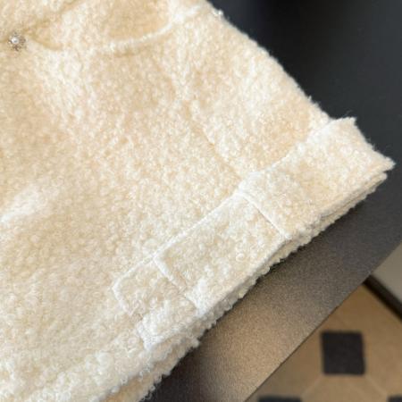 FA50880# 小香风水钻装饰羊羔毛短裤女冬季高级外穿休闲阔腿靴裤 服裝批發女裝批發服飾貨源