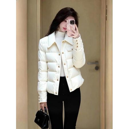 FA50914# 版型巨好看的小香风韩系白色夹棉羽绒棉服厚外套女装冬显瘦不臃肿 服裝批發女裝批發服飾貨源