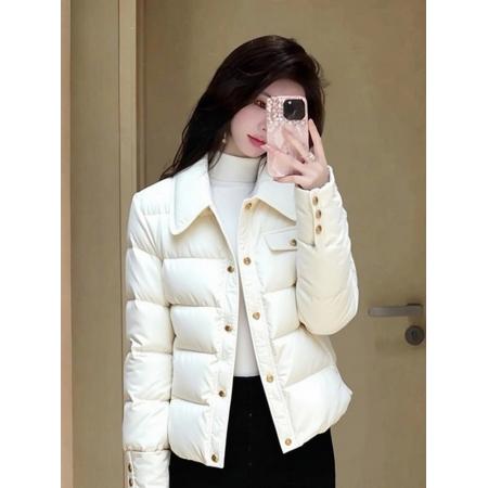 FA50914# 版型巨好看的小香风韩系白色夹棉羽绒棉服厚外套女装冬显瘦不臃肿 服裝批發女裝批發服飾貨源