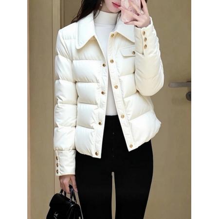 FA50914# 版型巨好看的小香风韩系白色夹棉羽绒棉服厚外套女装冬显瘦不臃肿 服裝批發女裝批發服飾貨源