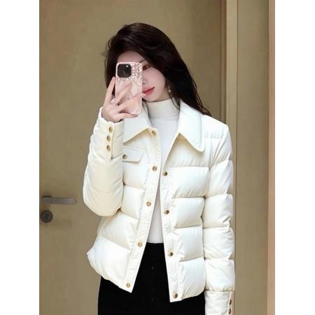 FA50914# 版型巨好看的小香风韩系白色夹棉羽绒棉服厚外套女装冬显瘦不臃肿 服裝批發女裝批發服飾貨源