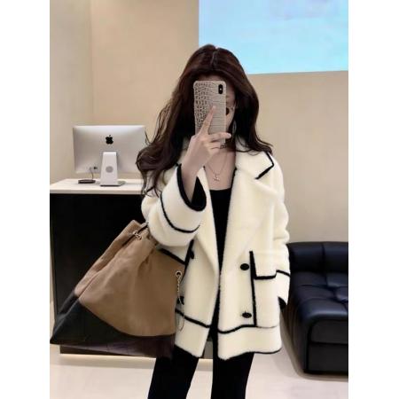FA50915# 白色毛衣厚外套女新款冬轻奢高端巨好看独特漂亮气质保暖上衣 服裝批發女裝批發服飾貨源