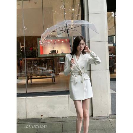 FA50917# 西装裙女秋冬新款金属双排扣气质收腰西服外套 服裝批發女裝批發服飾貨源