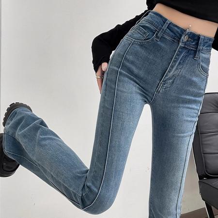 FA50919# 复古微喇叭牛仔裤女春季新款高腰设计感显瘦马蹄裤子潮ins 服裝批發女裝批發服飾貨源