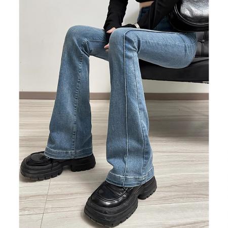 FA50919# 复古微喇叭牛仔裤女春季新款高腰设计感显瘦马蹄裤子潮ins 服裝批發女裝批發服飾貨源