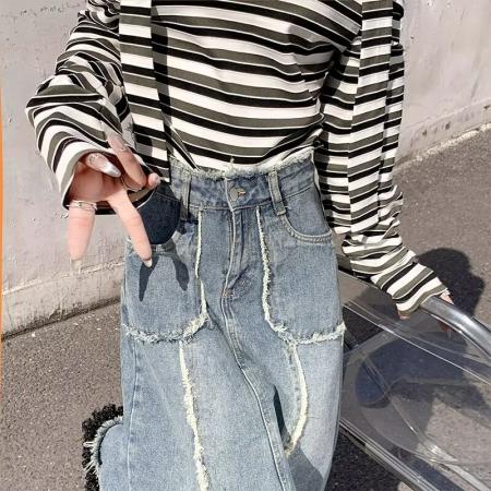 FA50921# 牛仔裙女鱼尾裙半身裙春秋新款高腰显瘦大码包臀裙长裙秋季潮 服裝批發女裝批發服飾貨源