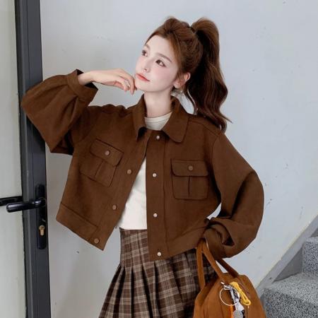 FA50945# 秋冬时尚设计感小众外套女士新款高级感百搭上衣洋气减龄女装 服裝批發女裝批發服飾貨源