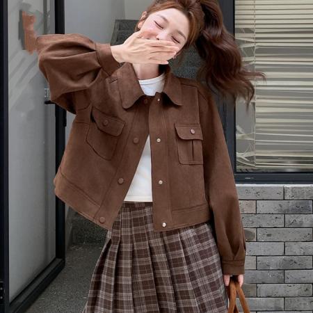 FA50945# 秋冬时尚设计感小众外套女士新款高级感百搭上衣洋气减龄女装 服裝批發女裝批發服飾貨源