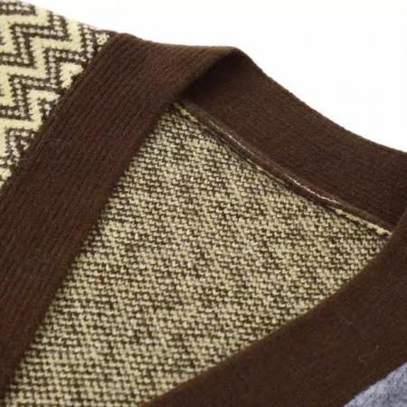 FA50946# 美式牛仔拼接毛衣外套女秋冬新款韩版宽松提花开衫潮v领 服裝批發女裝批發服飾貨源