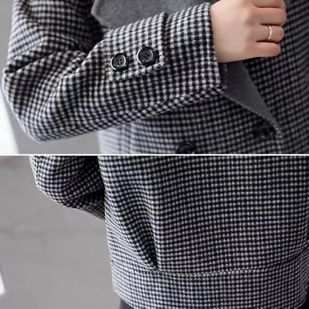 FA50948# 短款小香风格子外套女秋冬款韩版时尚高端气质百搭毛呢大衣 服裝批發女裝批發服飾貨源