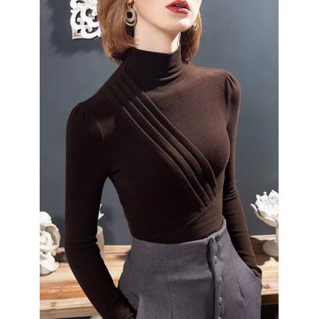 FA50952# 新款德绒打底衫女秋冬磨毛保暖内搭小衫加绒双面一体绒上衣厚衣服 服裝批發女裝批發服飾貨源