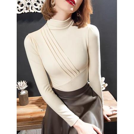 FA50952# 新款德绒打底衫女秋冬磨毛保暖内搭小衫加绒双面一体绒上衣厚衣服 服裝批發女裝批發服飾貨源