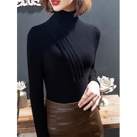 FA50952# 新款德绒打底衫女秋冬磨毛保暖内搭小衫加绒双面一体绒上衣厚衣服 服裝批發女裝批發服飾貨源