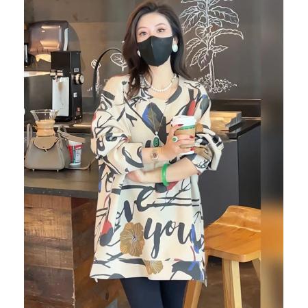 FA50977# 秋冬季时尚休闲气质爆款印花圆领卫衣 服裝批發女裝批發服飾貨源