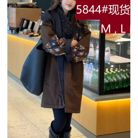 FA50978# 冬季时尚气质宽松拼接连帽女款棉服外套 服裝批發女裝批發服飾貨源