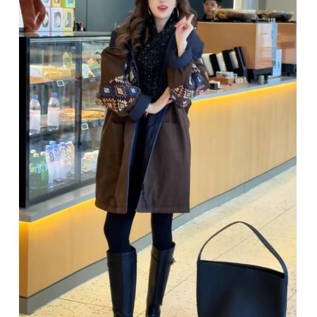 FA50978# 冬季时尚气质宽松拼接连帽女款棉服外套 服裝批發女裝批發服飾貨源