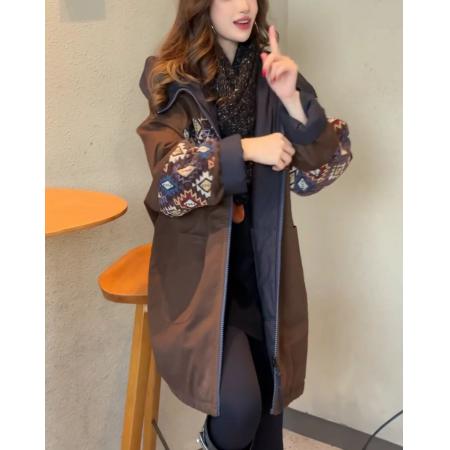 FA50978# 冬季时尚气质宽松拼接连帽女款棉服外套 服裝批發女裝批發服飾貨源